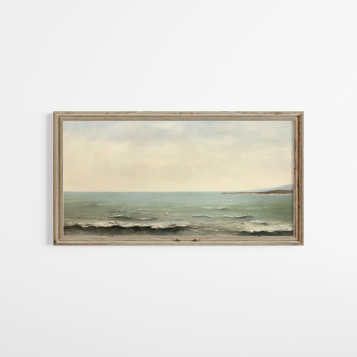Panoramic Calm Ocean Seascape With Distant Shore At Dusk Poster - Image 2