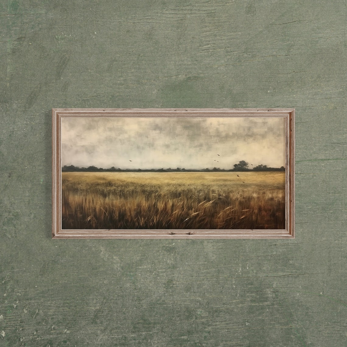 Panoramic Wheat Field Landscape Print Panoramic Vintage Moody Art Farm House Wall Print Rustic Panoramic Wall Print - Image 3