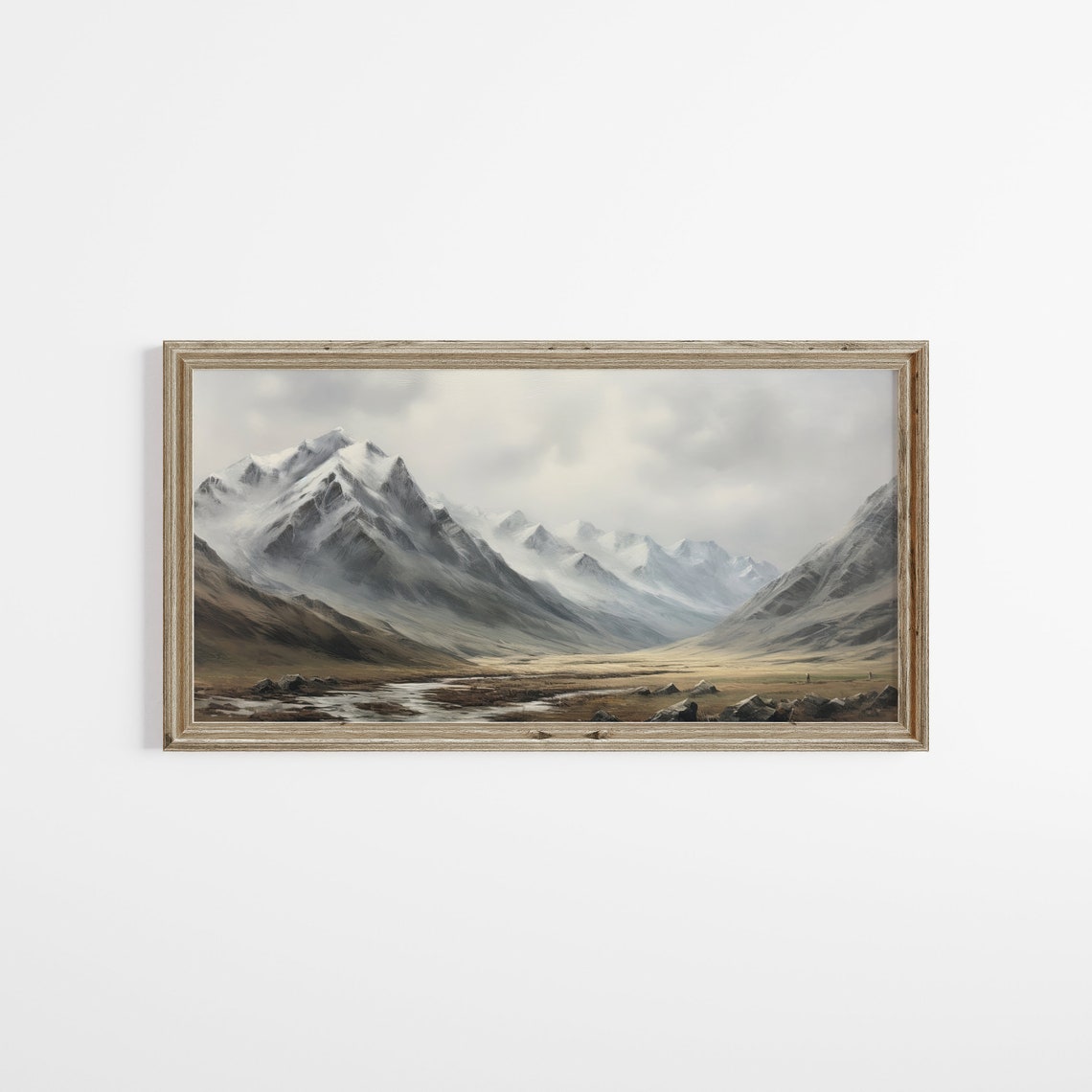 Panoramic Snow Capped Mountain Valley With Winding River Moody Poster - Image 2