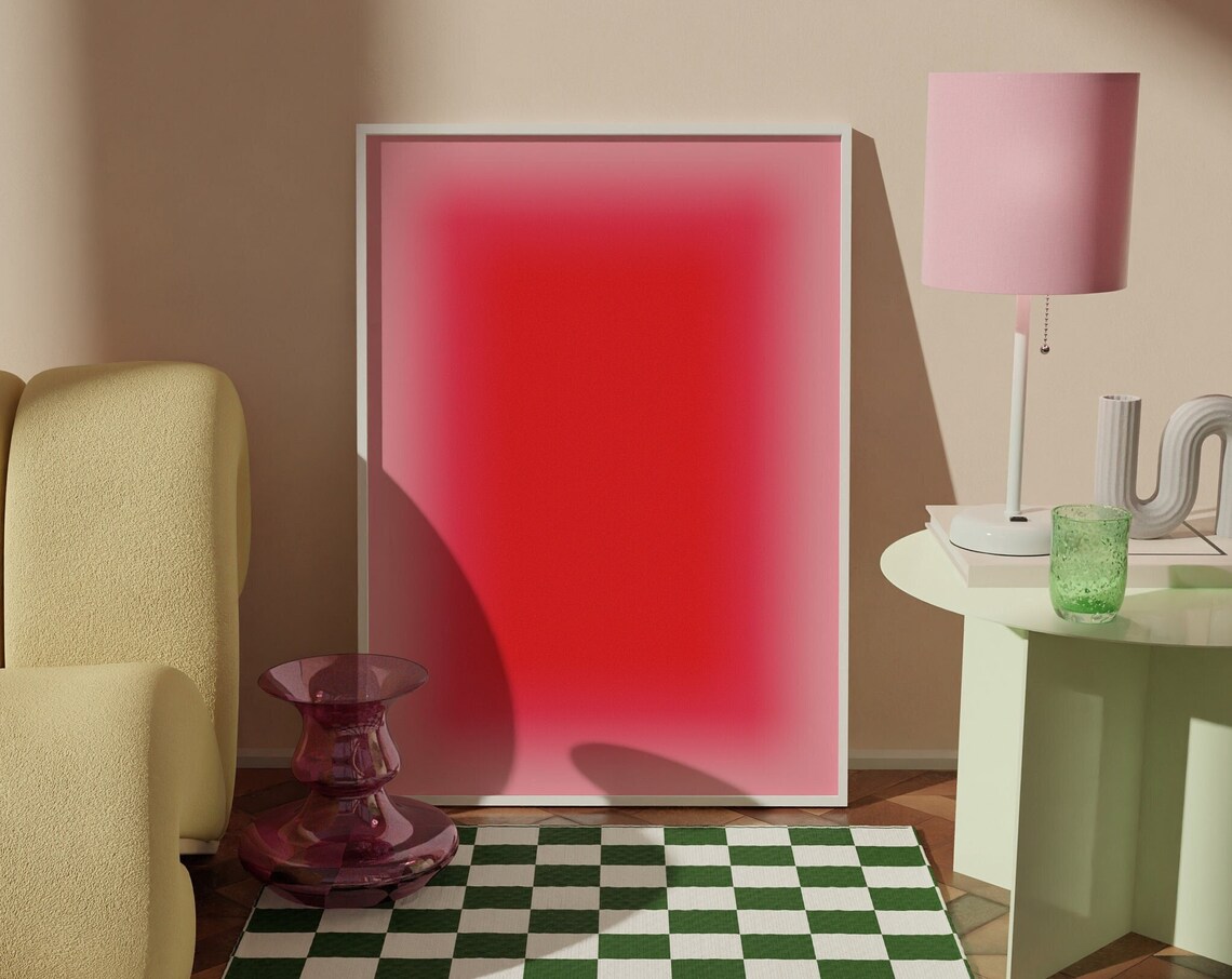 Red Aura Gradient Bold Spiritual Energy Modern Minimalist Art Poster