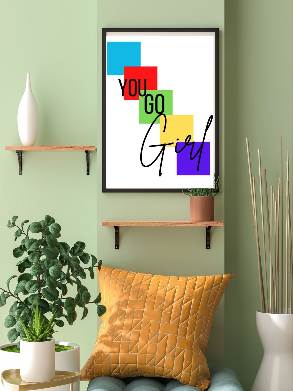 Go Girl Quotes Inspirational Print Positive Quote Print Boho Art Typography Print Home Print Instant - Image 2