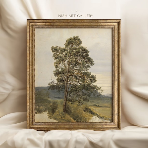 Vintage Tree Art Print, Gold Frame Reproduction