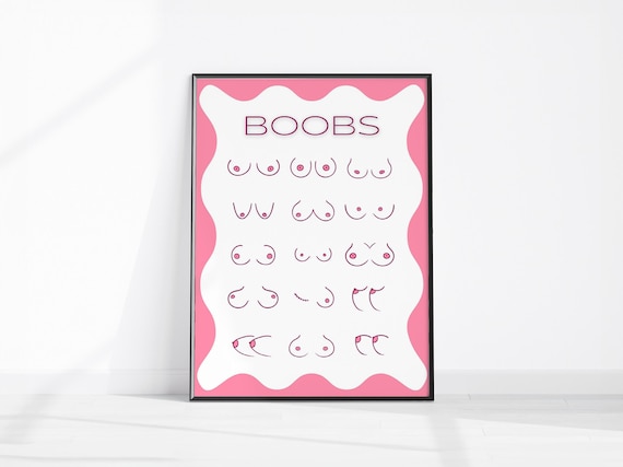 Boobs Body Positivity Line Art Feminist Pink Wall Empower Poster