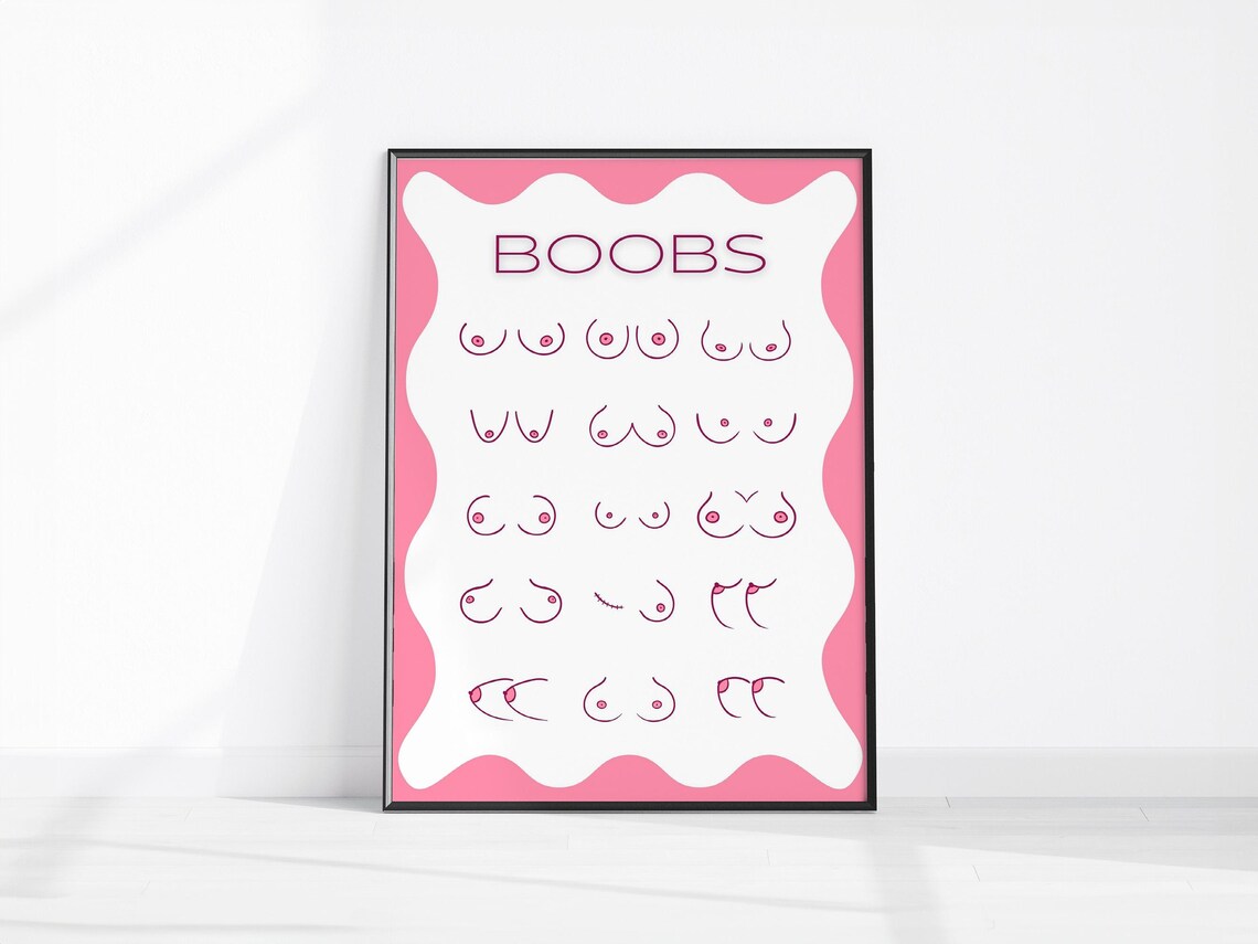 Boobs Body Positivity Line Art Feminist Pink Wall Empower Poster