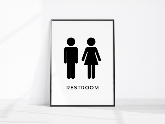 Unisex Restroom Sign Men Women Print Airbnb Bathroom Signs Male Female Wall Art His Hers Toilet