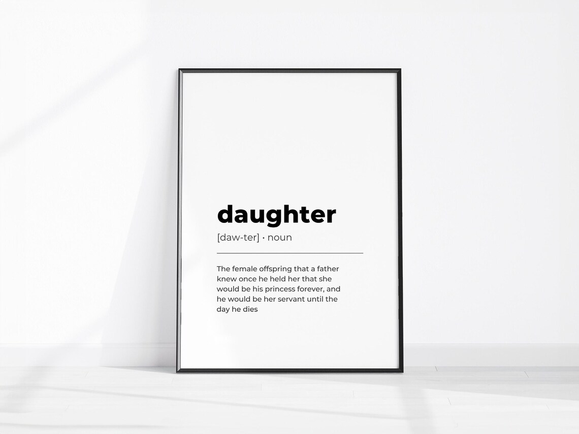 Daughter Dictionary Definition Meaning Minimalist Black White Poster