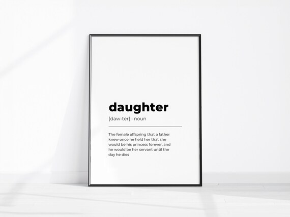 Daughter Dictionary Definition Meaning Minimalist Black White Poster