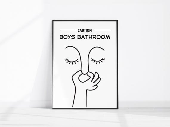 Bathroom Wall Decor Bad Smell Humorous Art Funny Toilet Poster Caution Boys Print Guest Mens Restroom