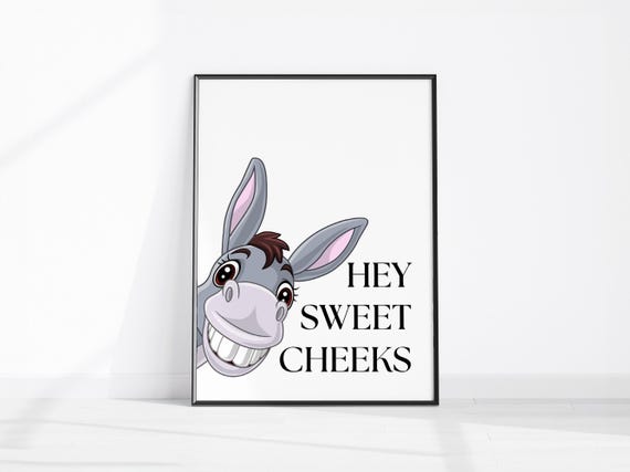 Sweet Cheeks Bathroom Wall Art Print Donkey In Decor Funny Above Bed Powder Room Poster