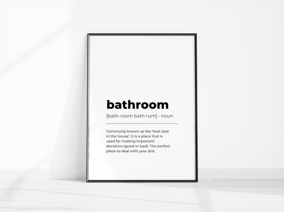 Bathroom Definition Wall Art Fun Sign Print Powder Room Dcor Funny Wc Typography