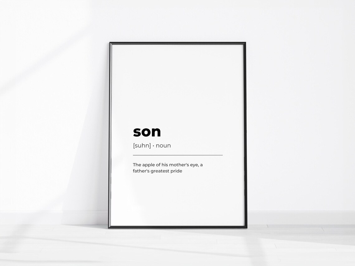 Son Definition Noun Apple of His Mothers Eye Loving Gift Poster