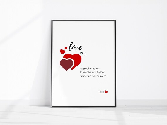 Minimalist Romantic Print Love Is A Great Master Heart Home Decor Trendy Bedroom Wall Art Quote About Cute Red