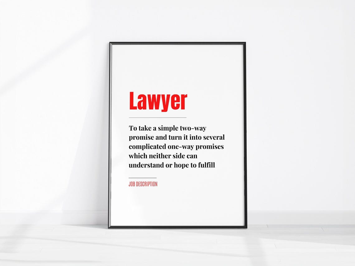 Lawyer Funny Job Description Promise Jokes Red Office Gift Wall Art