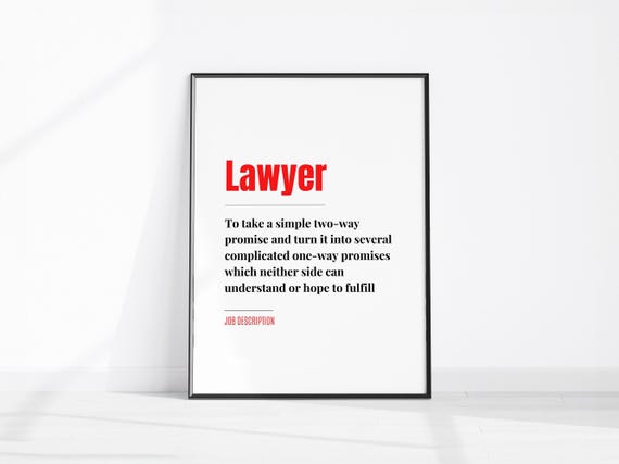 Lawyer Funny Job Description Wall Art Fun Office Print Work Colleague Gift Home Decor