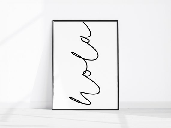 Hola Typographic Minimalist Poster, Entryway Decor