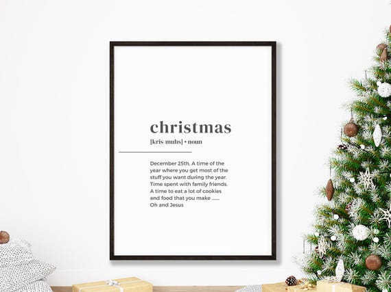 Funny Christmas Definition Modern Art Print Wall Decor Festive Artwork