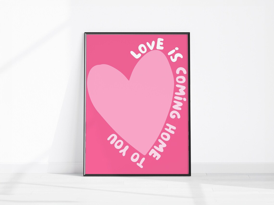 Retro Love Is Coming Home To You Quote Poster
