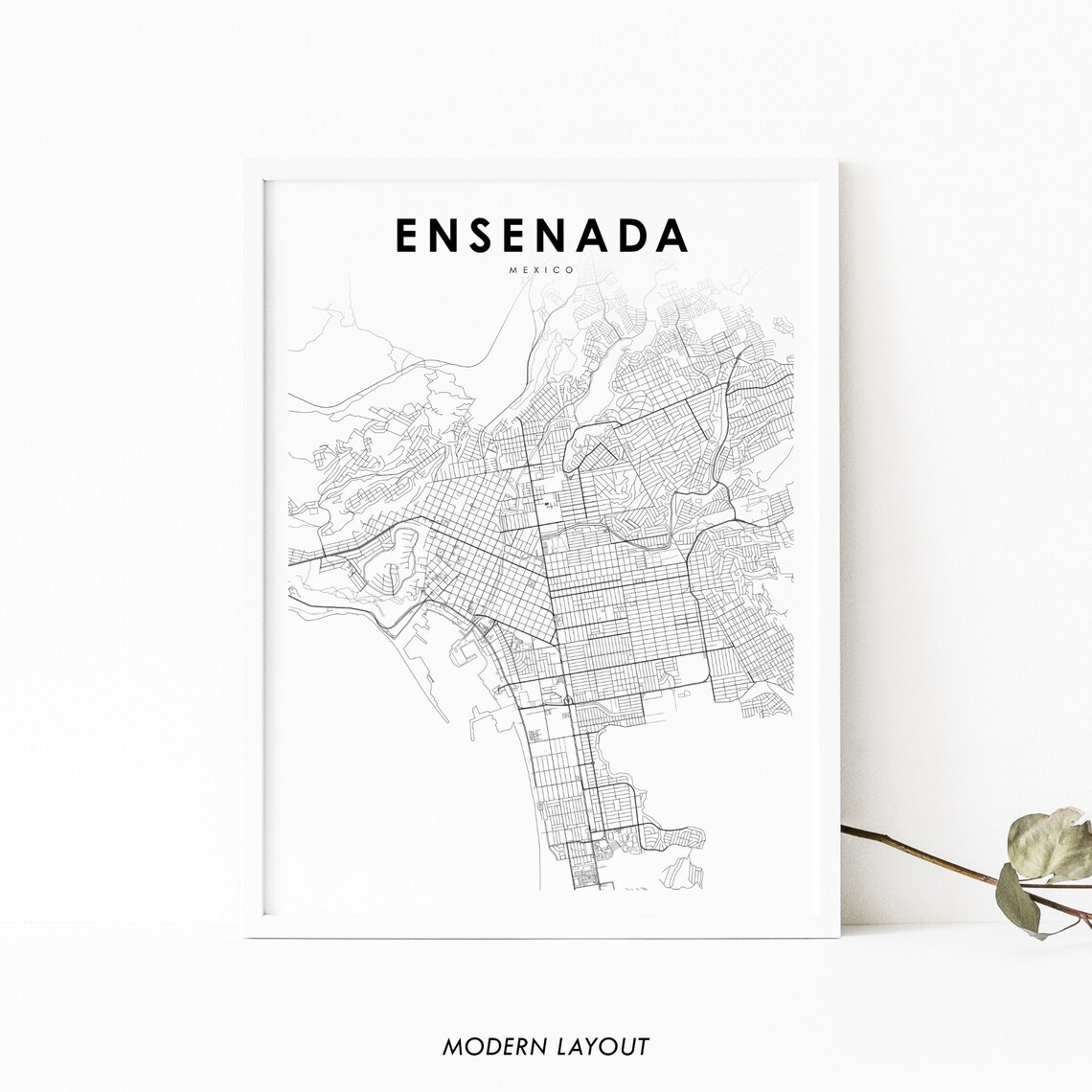Ensenada Mexico Map Art Print, Baja California