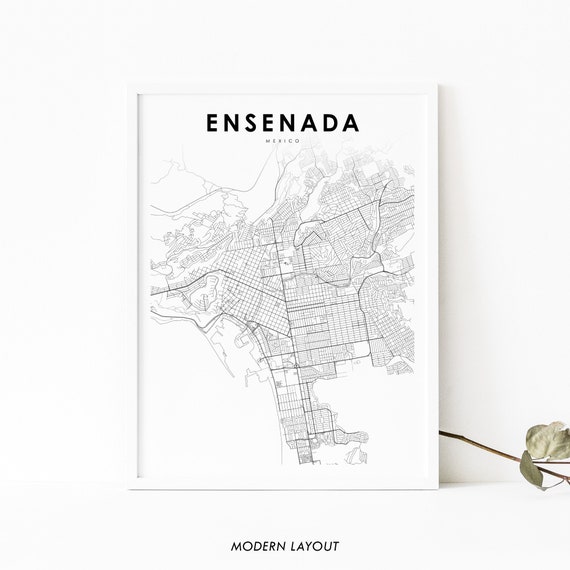 Ensenada Mexico Map Art Print, Baja California