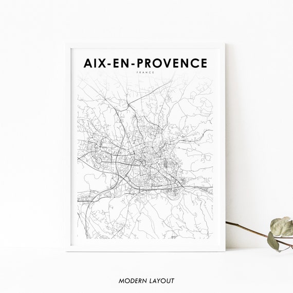 Aix-en-Provence France Map Art Print, Nursery Decor