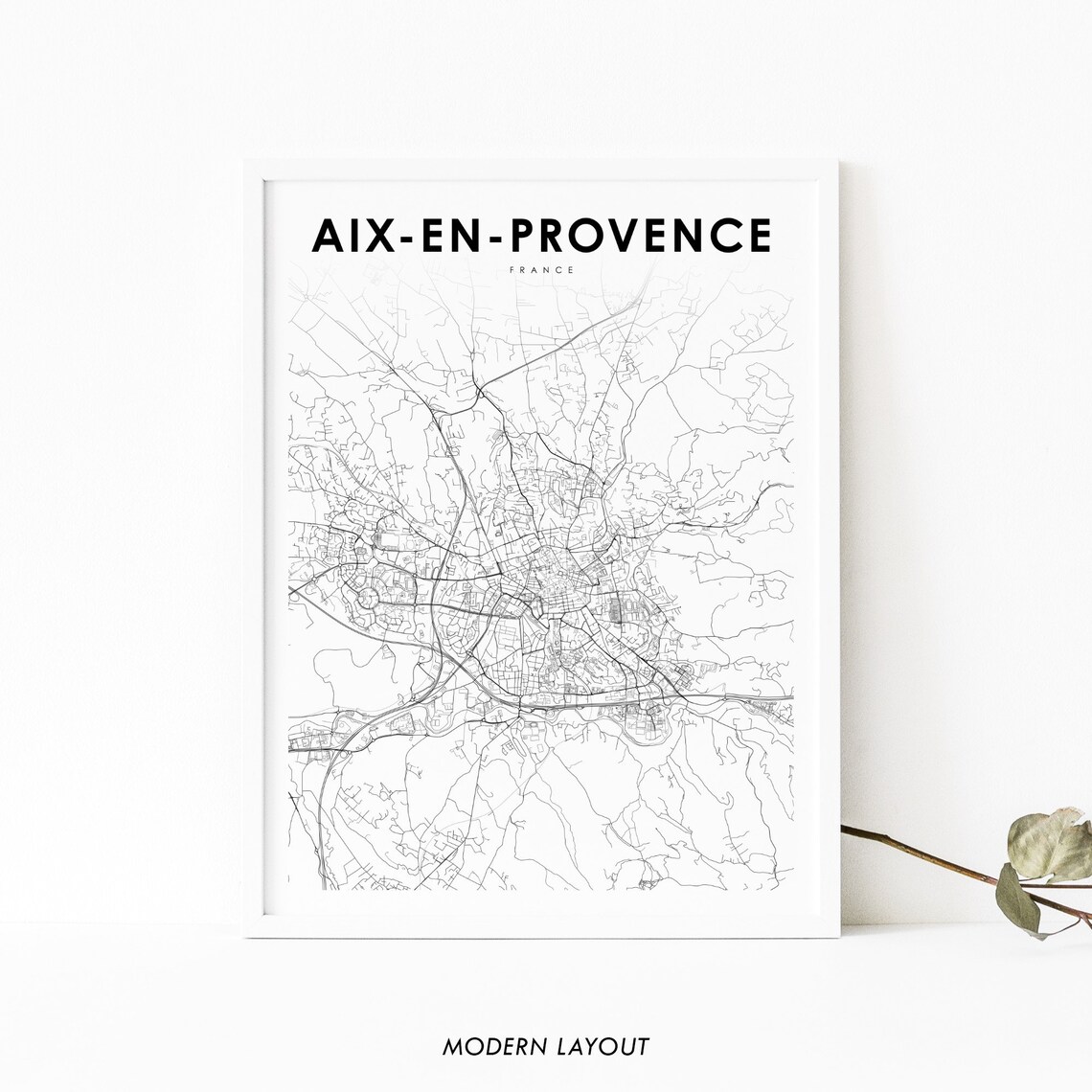 Aix-en-Provence France Map Art Print, Nursery Decor