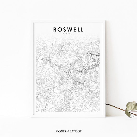 Roswell Ga Map Print Georgia Usa Art Poster City Street Road Nursery Room Wall Office Decor