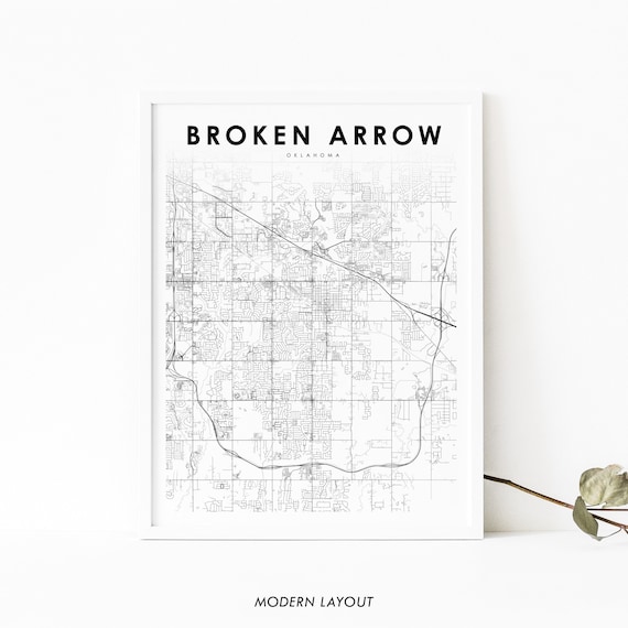 Broken Arrow OK Map Print, Oklahoma City Poster