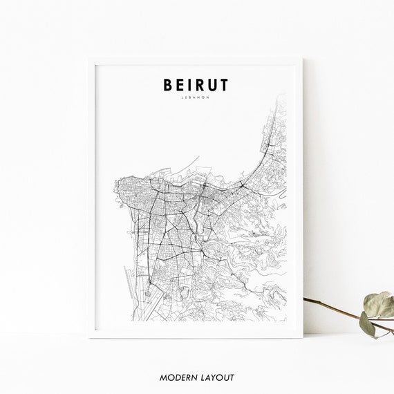 Beirut Lebanon Map Print, City Street Road Poster