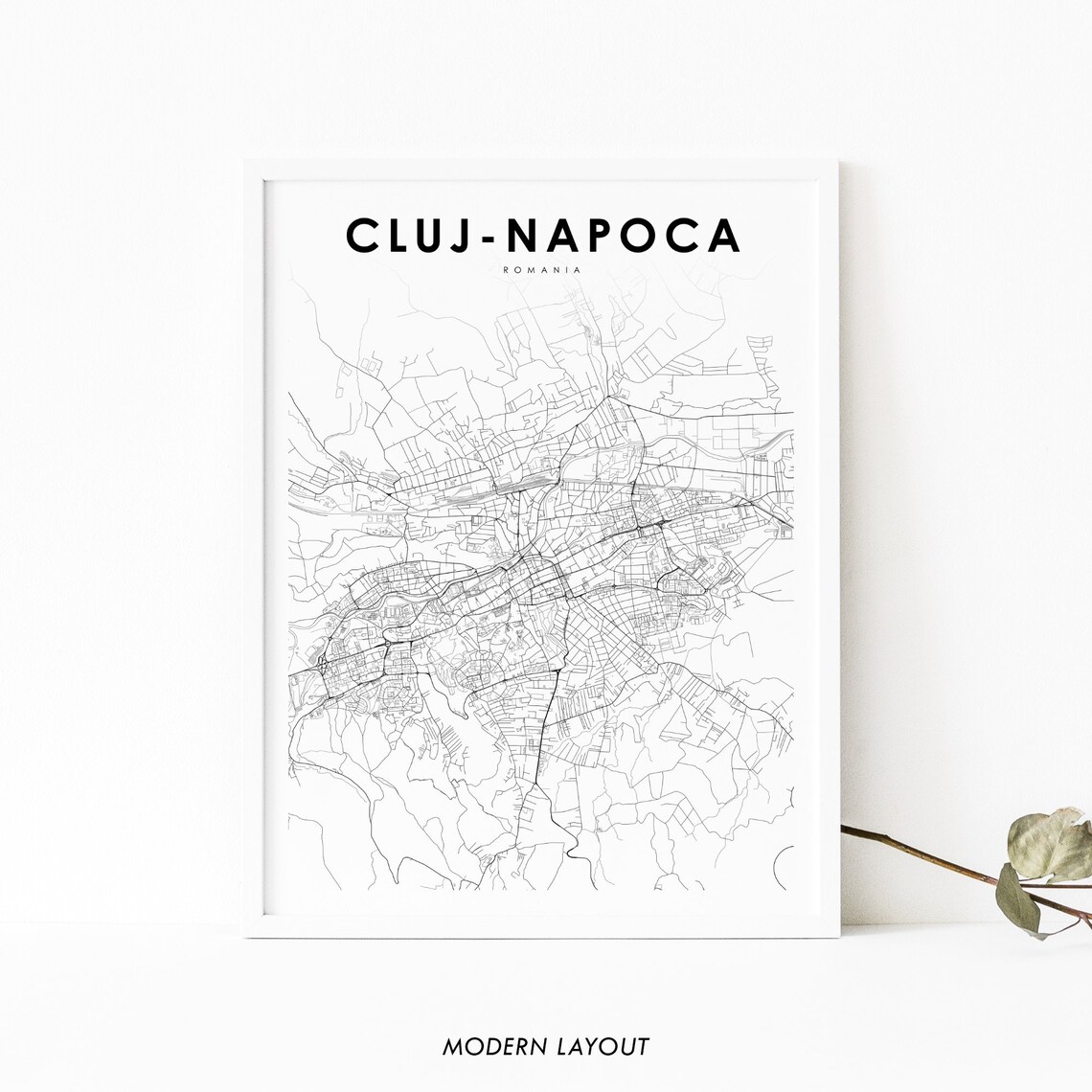 Clujnapoca Romania Map Poster, Nursery Room Decor