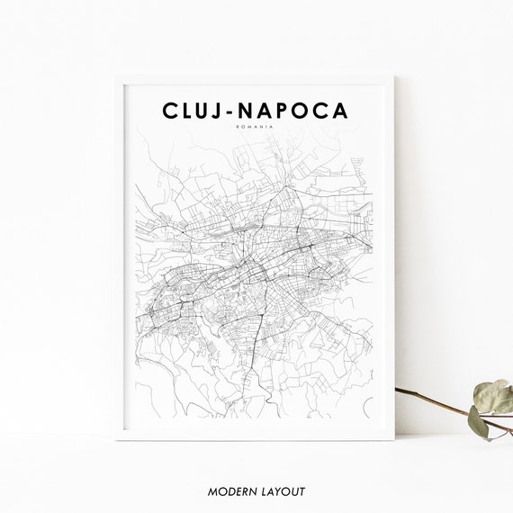Clujnapoca Romania Map Poster, Nursery Room Decor