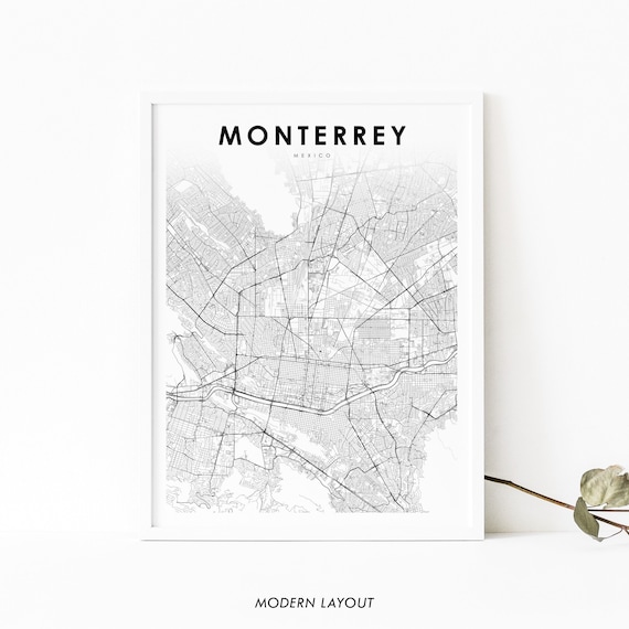 Monterrey Mexico Map Print Art Poster Nuevo Len Mxico City Street Road Nursery Room Wall Office Decor