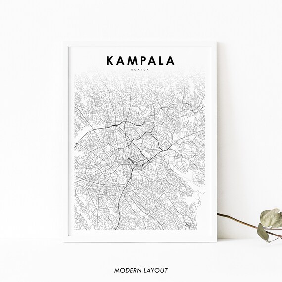 Kampala Uganda Map Print Art Poster Africa City Street Road Nursery Room Wall Office Decor