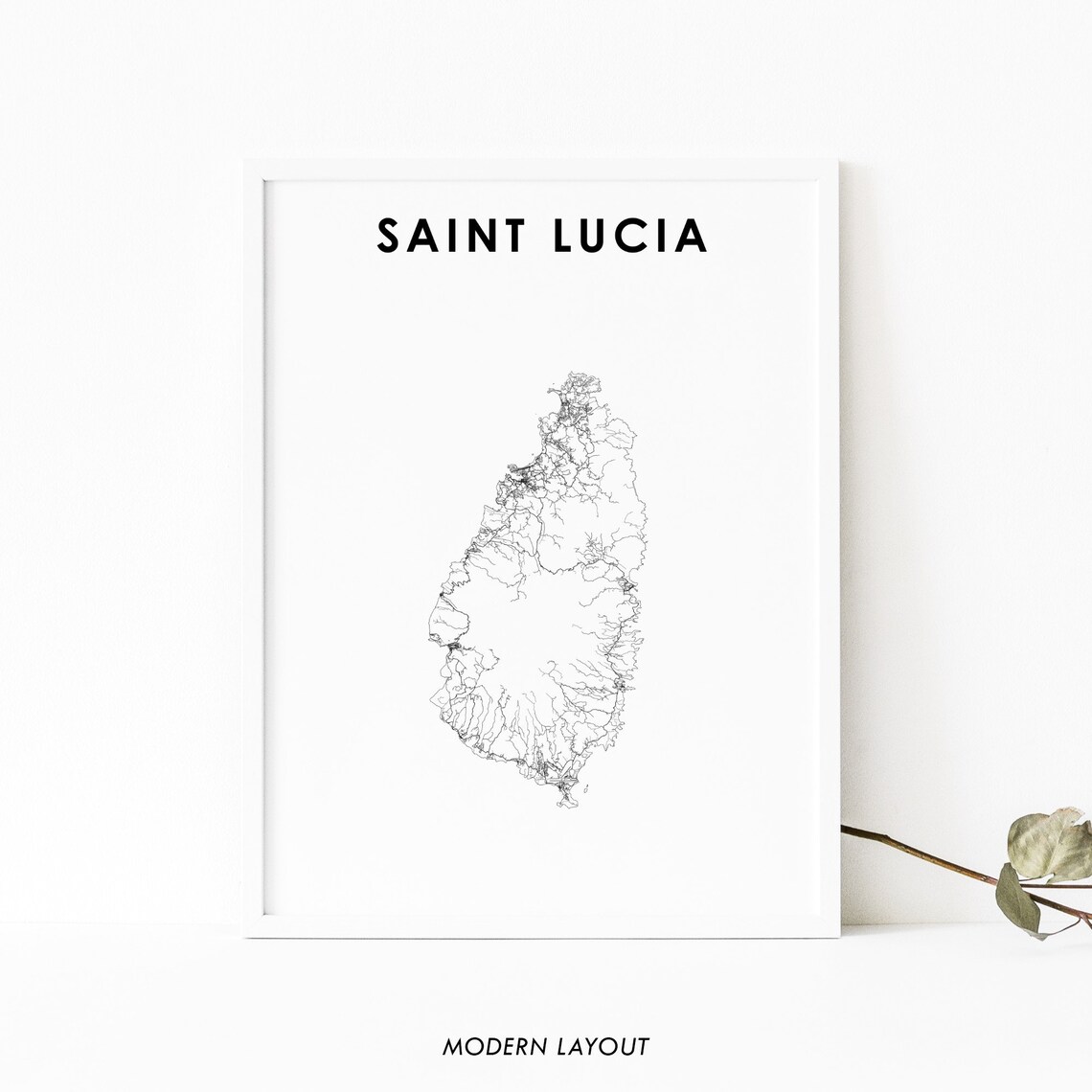 Saint Lucia Map Print, Country Road Poster