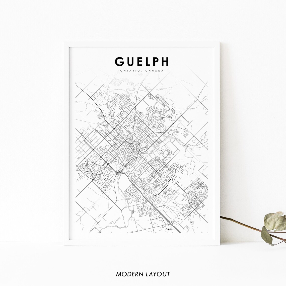 Guelph Ontario Map Print, Canada Nursery Decor