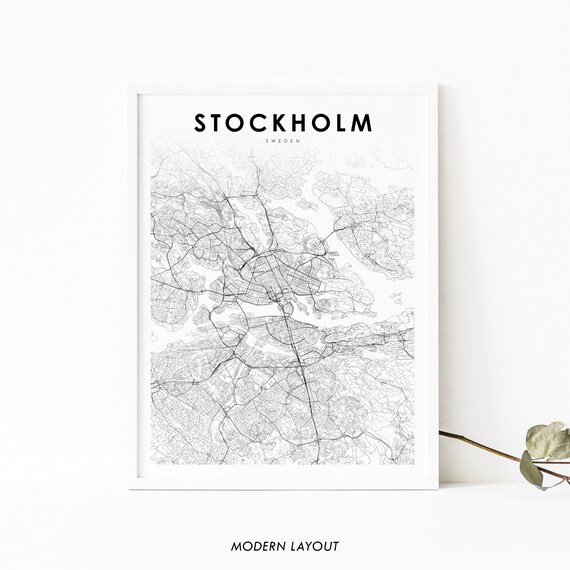 Stockholm Area Sweden Map Art Print, Nursery Decor