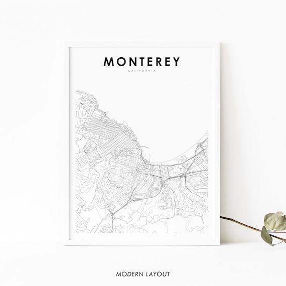 Monterey Ca Map Print Usa Art Poster Carmel City Street Road Nursery Room Wall Office Decor