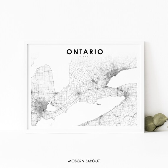 Ontario Canada Detailed Street Map Modern Layout Travel Poster
