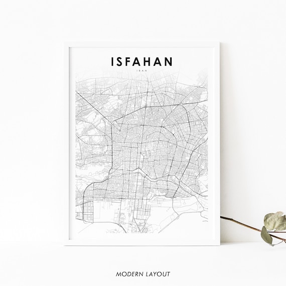 Isfahan Iran Minimalist Monochrome City Street Map Art Poster