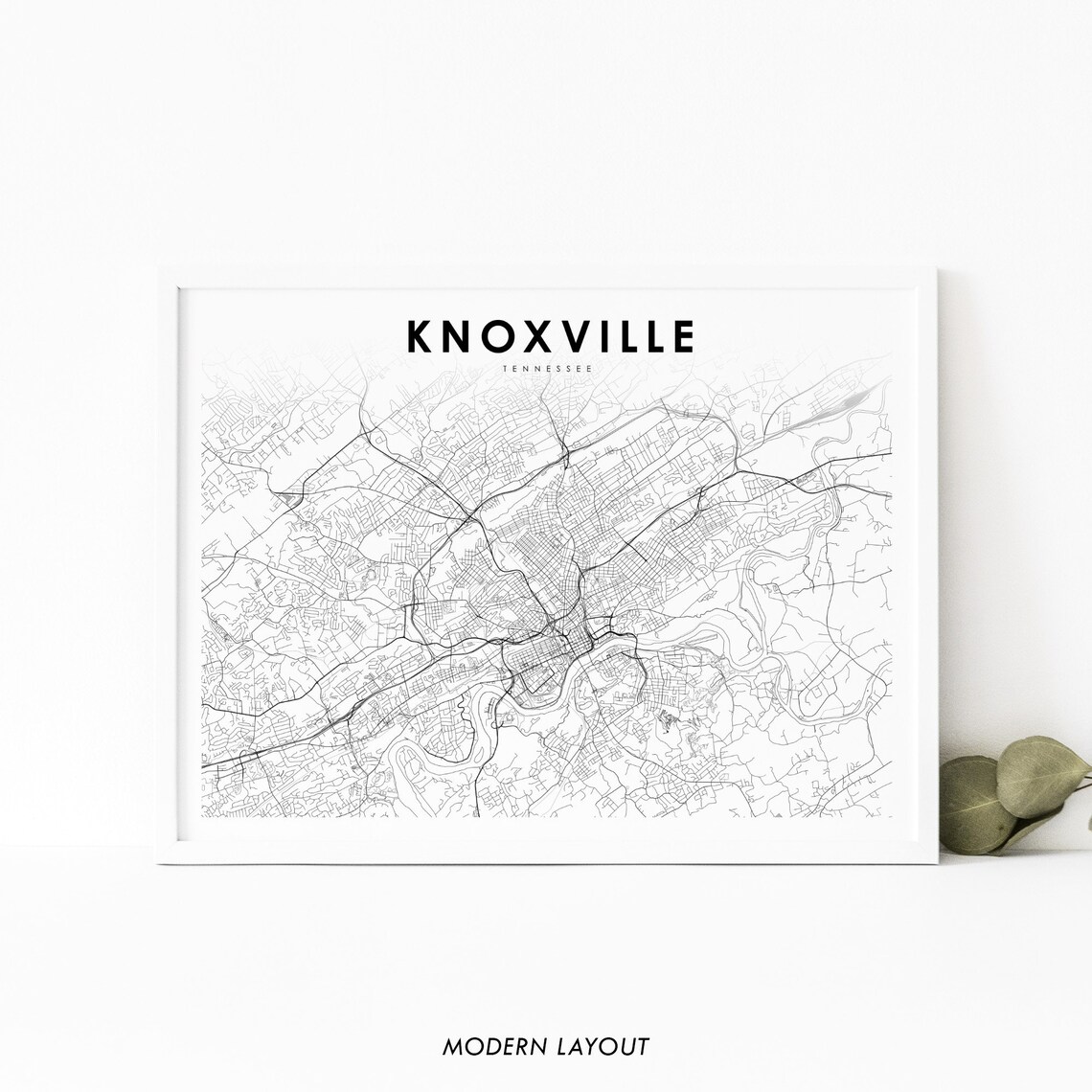 Knoxville TN Map Print, Tennessee City Street Poster