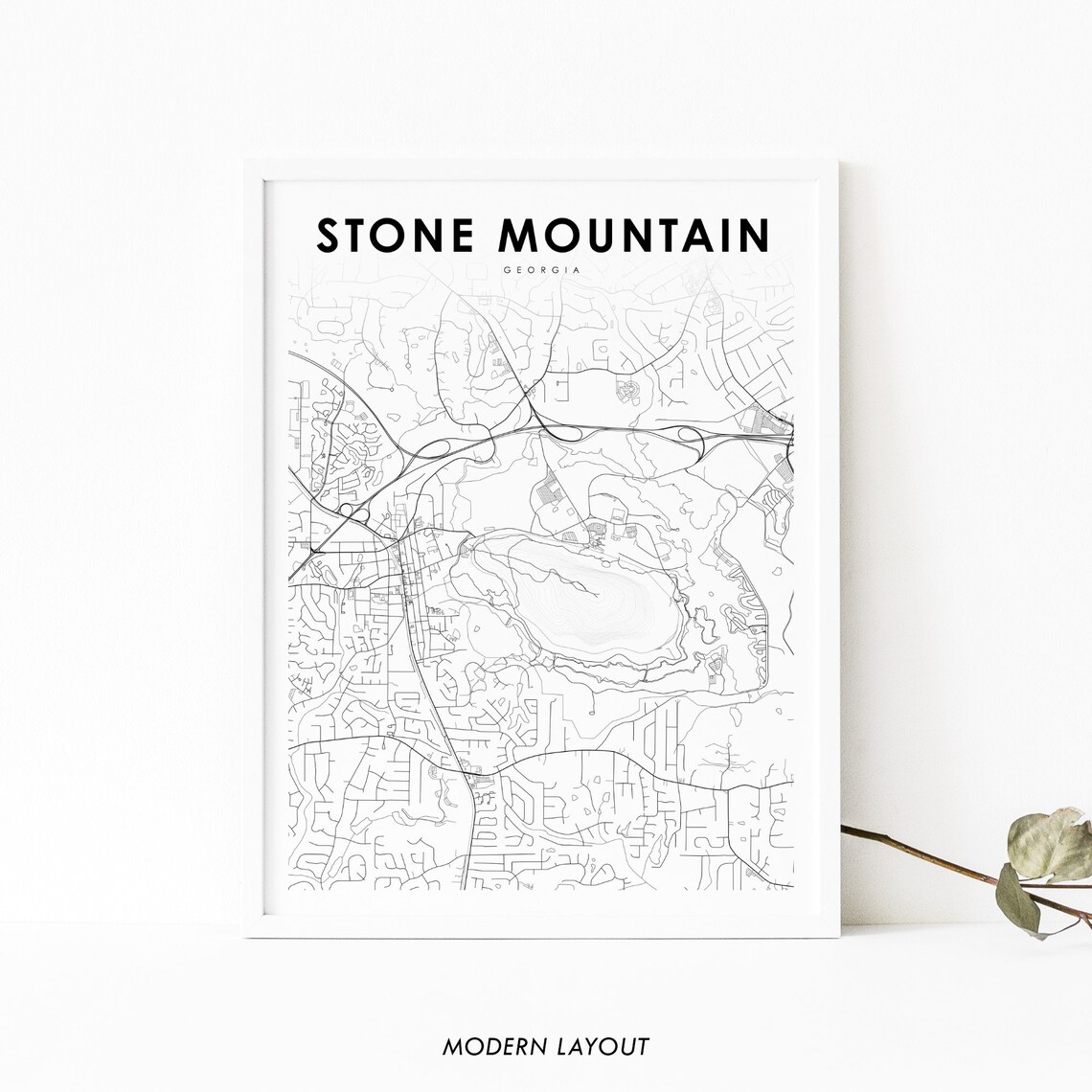 Stone Mountain, GA Map Art Print, Georgia USA