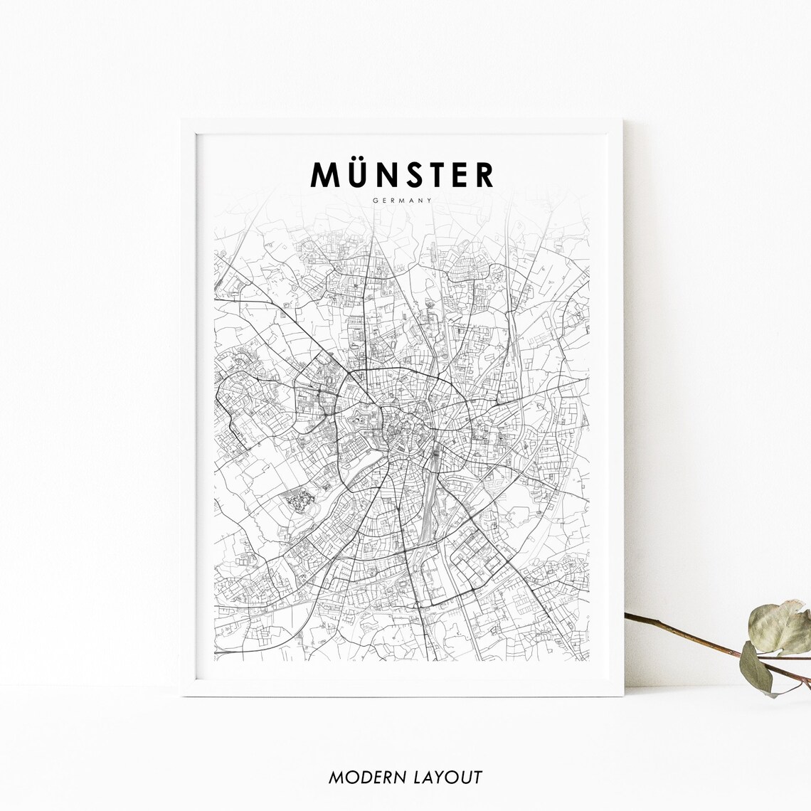 Münster Germany Map Print, Nursery Room Decor