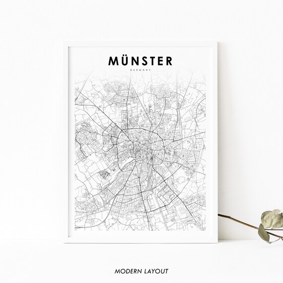 Münster Germany Map Print, Nursery Room Decor