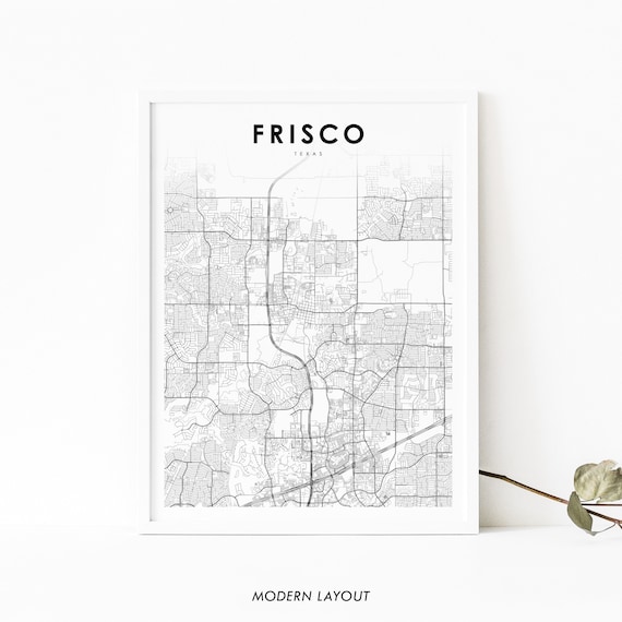 Frisco Map Print Texas Tx Usa Art Poster Collin Denton City Street Road Nursery Room Wall Office Decor