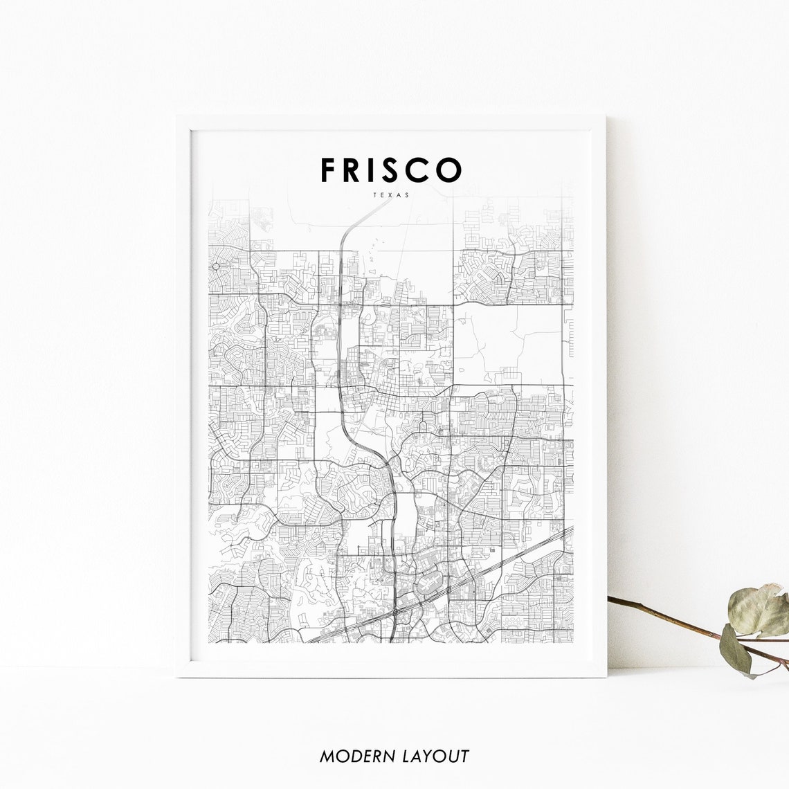 Frisco Texas Minimalist Street Map City Layout Modern Poster