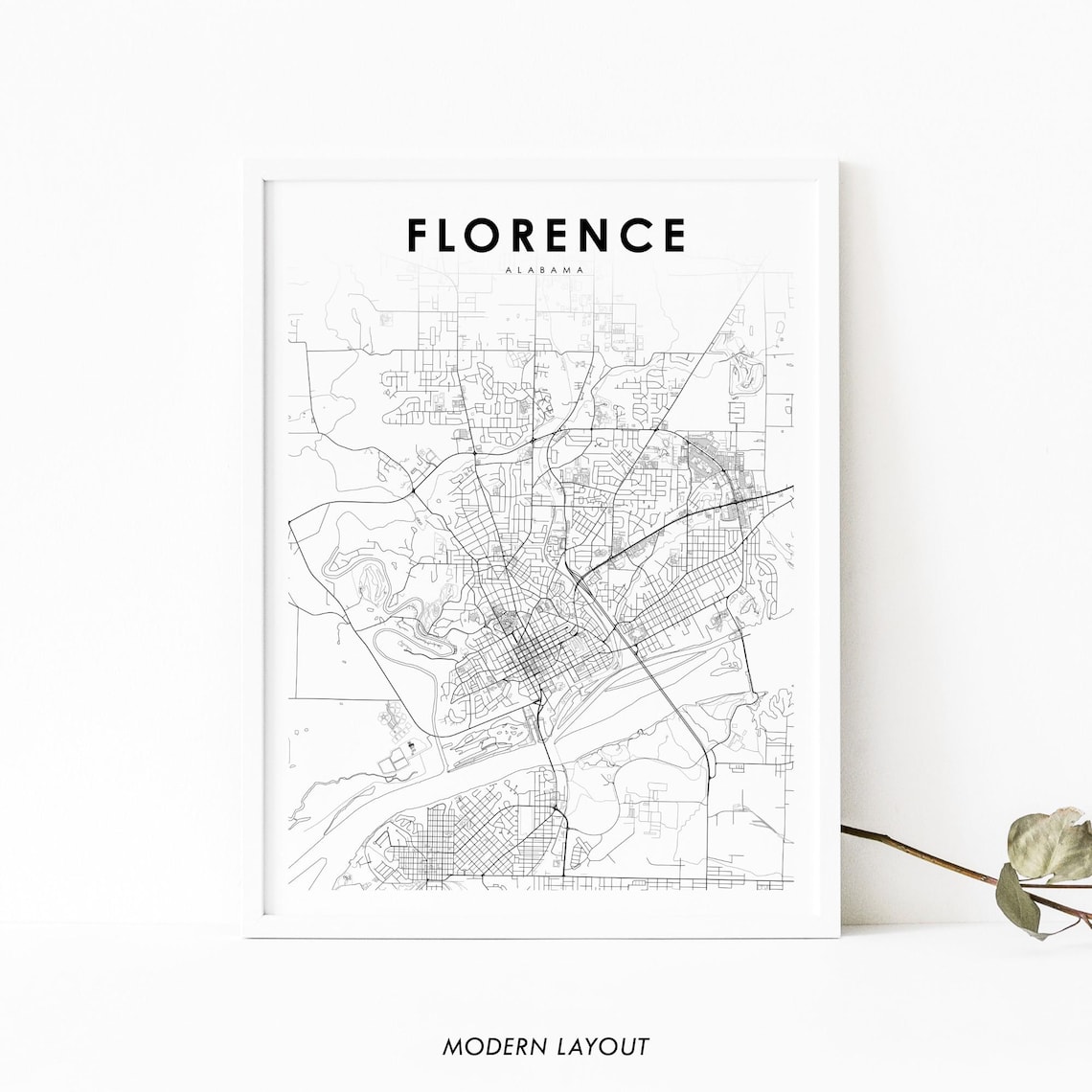 Florence, AL Map Print, Alabama Street Poster