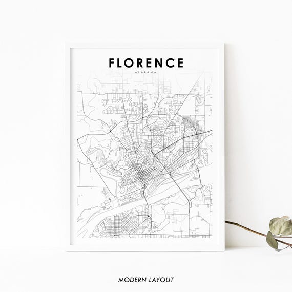 Florence, AL Map Print, Alabama Street Poster