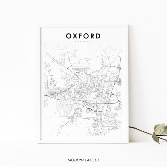 Oxford MS Map Poster, Mississippi USA Street Map