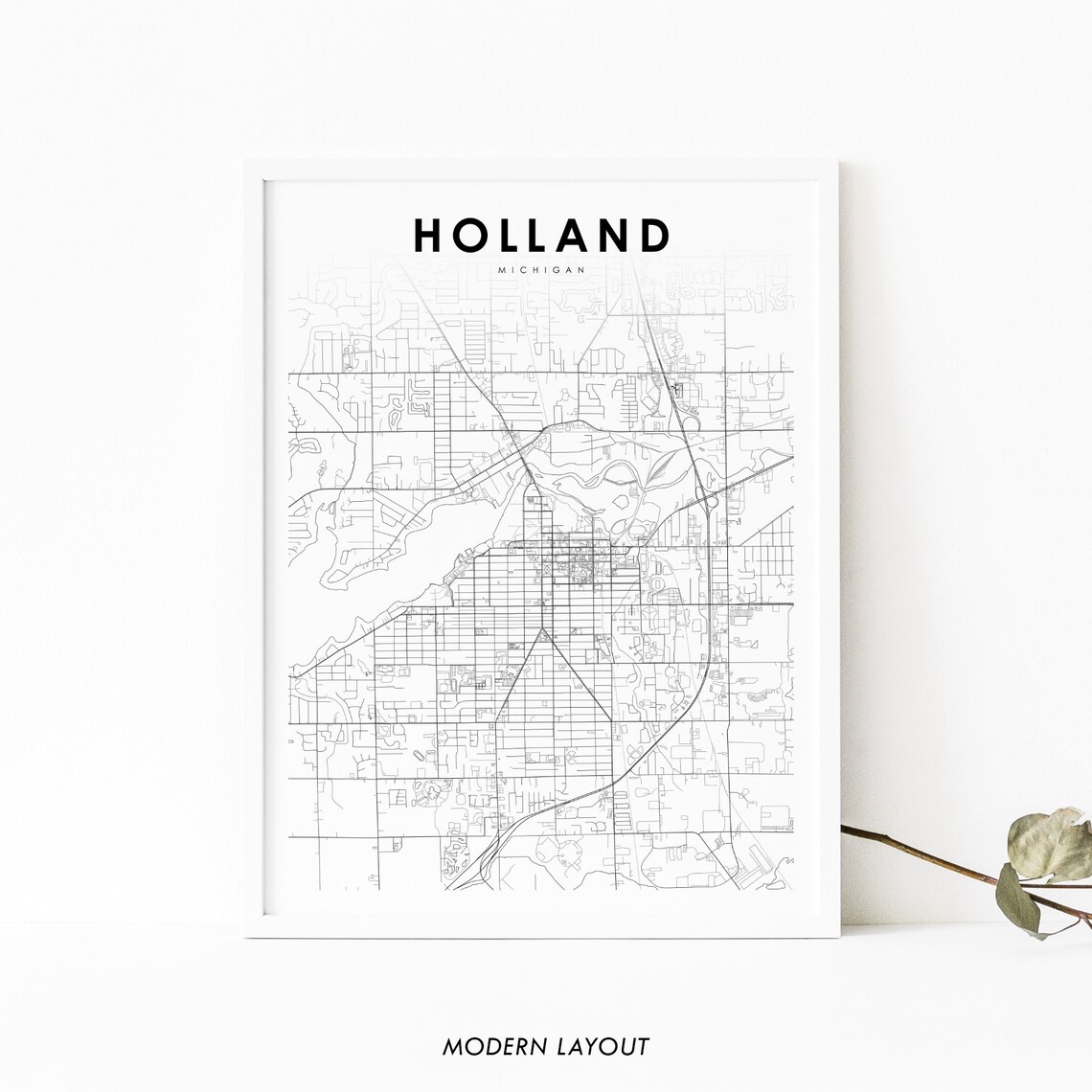Holland MI Map Print, Michigan Nursery Wall Art