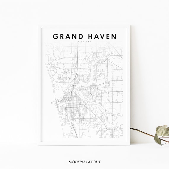 Grand Area Mi Map Print Michigan Usa Art Poster Ottawa County City Street Road Nursery Room Office Wall Decor