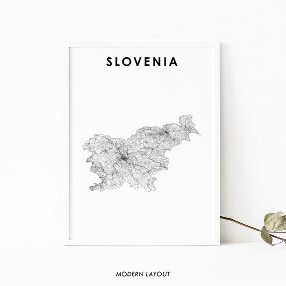Slovenia Map Print Country Road Poster Slovenija Europe Ljubljana Art Nursery Room Wall Office Decor